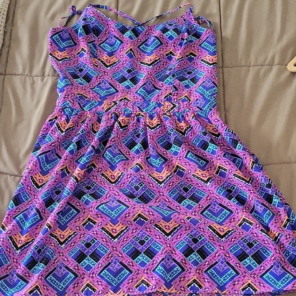 Bethany Mota Purple and Blue Geometric Dress